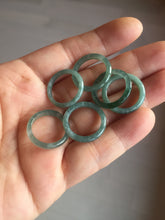 Load image into Gallery viewer, 14.1mm size 3 100% natural type A icy watery green/blue Guatemala jadeite jade band ring group BL143
