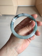 Load image into Gallery viewer, 55.6mm Certified Type A 100% Natural Dark Green Blue Gray Black Moonlit Ink (水墨月色) Round Cut Jadeite Jade Bangle AZ142-0750