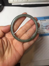 Load image into Gallery viewer, 52mm Certified type A 100% Natural oily dark green gray black slim Jadeite bangle PC214-6220