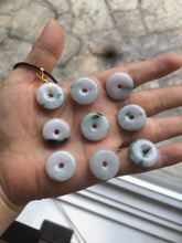 Load image into Gallery viewer, 18mm Type A 100% Natural green/purple/white Jadeite Jade safety Guardian donut Pendant group m99