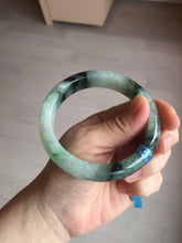 Load image into Gallery viewer, 60.3mm certified type A 100% Natural green/black Jadeite Jade bangle BM42-8565