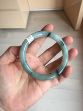 Load image into Gallery viewer, 55.5mm Certified Type A 100% Natural Dark Green Blue Gray Black Moonlit Ink (水墨月色) Round Cut Jadeite Jade Bangle AZ141-0759