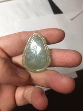 Load image into Gallery viewer, Type A 100% Natural Light Green gray (淡油冰)Jadeite Jade Snake Pendant Lucky Wisdom Prosperity Zodiac Snake PC234