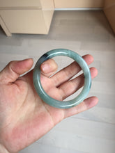 Load image into Gallery viewer, 55.5mm Certified Type A 100% Natural Dark Green Blue Gray Black Moonlit Ink (水墨月色) Round Cut Jadeite Jade Bangle AZ141-0759
