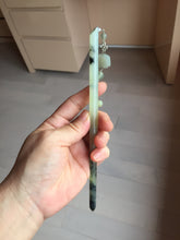 Load image into Gallery viewer, 18.5cm 100% Natural black white ink painting(水墨) Xiu Jade (Serpentine) Hairpin with Doggy Hanging Ornament AW68