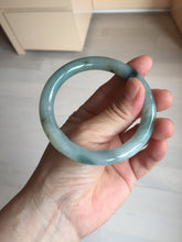 Load image into Gallery viewer, 55.5mm Certified Type A 100% Natural Dark Green Blue Gray Black Moonlit Ink (水墨月色) Round Cut Jadeite Jade Bangle AZ141-0759