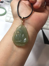 Load image into Gallery viewer, Type A 100% Natural Light Green gray (淡油冰)Jadeite Jade Snake Pendant Lucky Wisdom Prosperity Zodiac Snake PC234