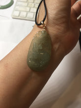 Load image into Gallery viewer, Type A 100% Natural Light Green gray (淡油冰)Jadeite Jade Fortune/Wealth Success Mouse Pendant PC235