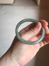Load image into Gallery viewer, 52mm Certified type A 100% Natural oily dark green gray black slim Jadeite bangle PC214-6220