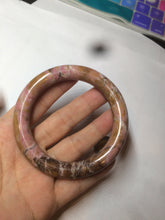 Load image into Gallery viewer, 56mm 100% natural red/pink/black/gray/brown round cut rose stone (Rhodonite) bangle SY24