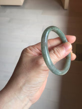 Load image into Gallery viewer, 52mm Certified type A 100% Natural oily dark green gray black slim Jadeite bangle PC214-6220