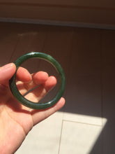 Load image into Gallery viewer, 53.6mm certified 100% Natural dark green/black round cut nephrite (碧玉) bangle HN148-0508