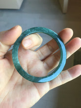 Load image into Gallery viewer, 51mm Type A 100% Natural dark green/black/blue/gray with flying snow Guatemala square style Jadeite bangle PJ45-0679