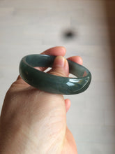 Load image into Gallery viewer, 52.8mm Certified Type A 100% Natural icy watery deep sea green/blue/gray/white Guatemala Jadeite bangle KS91-6393