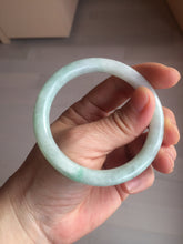 Load image into Gallery viewer, 53.6mm certified 100% natural type A white/sunny green round cut jadeite jade bangle AU38-9812