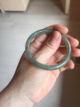 Load image into Gallery viewer, 52mm Certified type A 100% Natural oily dark green gray black slim Jadeite bangle PC214-6220