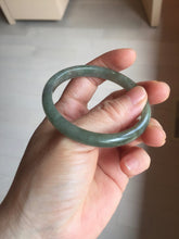 Load image into Gallery viewer, 52mm Certified type A 100% Natural oily dark green gray black slim Jadeite bangle PC214-6220
