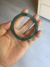 Load image into Gallery viewer, 51mm Type A 100% Natural dark green/black/blue/gray with flying snow Guatemala square style Jadeite bangle PJ45-0679