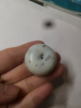 Load image into Gallery viewer, 100% Natural white beige with black/brown flying dandelions Osmanthus fragrant cheese cake nephrite Jade pendant/worry stone HT68