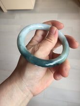 Load image into Gallery viewer, 57.5mm Certified Type A 100% Natural Dark Green Blue Gray Black Moonlit Ink (水墨月色) Round Cut Jadeite Jade Bangle BS150-0741