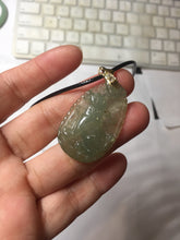 Load image into Gallery viewer, Type A 100% Natural Light Green gray (淡油冰)Jadeite Jade Loyalty Protection Fortune Dog Pendant PC236
