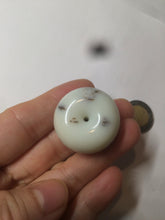 Load image into Gallery viewer, 100% Natural white beige with black/brown flying dandelions Osmanthus fragrant cheese cake nephrite Jade pendant/worry stone HT68