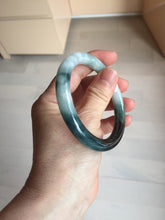 Load image into Gallery viewer, 55.5mm Certified Type A 100% Natural Dark Green Blue Gray Black Moonlit Ink (水墨月色) Round Cut Jadeite Jade Bangle BS149-0742