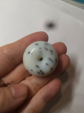 Load image into Gallery viewer, 100% Natural white beige with black/brown flying dandelions Osmanthus fragrant cheese cake nephrite Jade pendant/worry stone HT68
