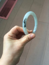 Load image into Gallery viewer, 58.2mm certified Type A 100% Natural icy light green white with green floating flowers round cut Jadeite Jade bangle BS63-7349