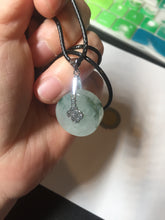 Load image into Gallery viewer, 20mm 100% Natural icy watery light green clear jadeite Jade Safety Guardian Button (donut) Pendant BK106
