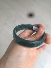 Load image into Gallery viewer, 52.8mm Certified Type A 100% Natural icy watery deep sea green/blue/gray/white Guatemala Jadeite bangle KS91-6393