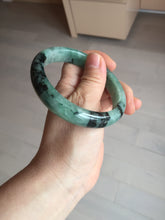 Load image into Gallery viewer, Shopify only! 59mm certified type A 100% Natural icy watery green/black Jadeite Jade bangle BM44-8566