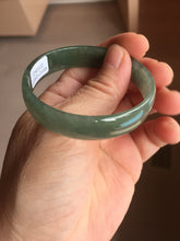Load image into Gallery viewer, 51.7mm Certified type A 100% Natural oily dark green gray (油青) thin Jadeite Jade bangle PB273-1042