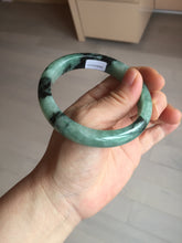 Load image into Gallery viewer, Shopify only! 59mm certified type A 100% Natural icy watery green/black Jadeite Jade bangle BM44-8566