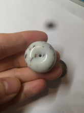 Load image into Gallery viewer, 100% Natural white beige with black/brown flying dandelions Osmanthus fragrant cheese cake nephrite Jade pendant/worry stone HT68