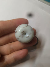 Load image into Gallery viewer, 100% Natural white beige with black/brown flying dandelions Osmanthus fragrant cheese cake nephrite Jade pendant/worry stone HT68