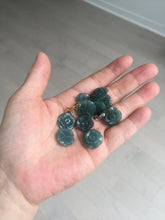 Load image into Gallery viewer, 100% Natural blue green gray Guatemala jadeite Jade flower pendant group AR113