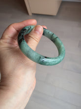 Load image into Gallery viewer, Shopify only! 59mm certified type A 100% Natural icy watery green/black Jadeite Jade bangle BM44-8566