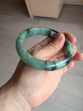 Load image into Gallery viewer, Shopify only! 59mm certified type A 100% Natural icy watery green/black Jadeite Jade bangle BM44-8566