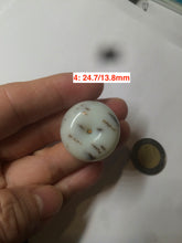 Load image into Gallery viewer, 100% Natural white beige with black/brown flying dandelions Osmanthus fragrant cheese cake nephrite Jade pendant/worry stone HT68