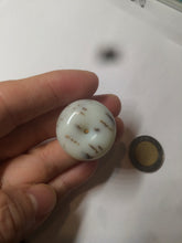 Load image into Gallery viewer, 100% Natural white beige with black/brown flying dandelions Osmanthus fragrant cheese cake nephrite Jade pendant/worry stone HT68