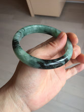 Load image into Gallery viewer, Shopify only! 59mm certified type A 100% Natural icy watery green/black Jadeite Jade bangle BM44-8566