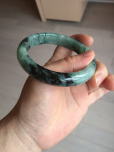 Load image into Gallery viewer, Shopify only! 59mm certified type A 100% Natural icy watery green/black Jadeite Jade bangle BM44-8566