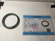 Load image into Gallery viewer, 55.5mm Certified Type A 100% Natural oily dark green(老油青)/gray Jadeite bangle BG229-0411