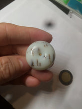 Load image into Gallery viewer, 100% Natural white beige with black/brown flying dandelions Osmanthus fragrant cheese cake nephrite Jade pendant/worry stone HT68