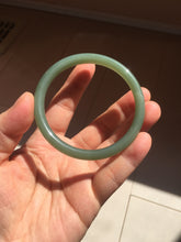 Load image into Gallery viewer, 56mm certified 100% Natural lake green gray slim round cut nephrite bangle HN144-6923
