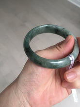 Load image into Gallery viewer, 54.5mm certified 100% natural dark green black jadeite jade bangle AS87-7064
