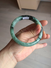 Load image into Gallery viewer, Shopify only! 59mm certified type A 100% Natural icy watery green/black Jadeite Jade bangle BM44-8566