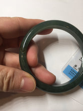 Load image into Gallery viewer, 55.5mm Certified Type A 100% Natural oily dark green(老油青)/gray Jadeite bangle BG229-0411