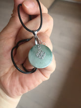 Load image into Gallery viewer, 20mm 100% Natural icy watery light green clear jadeite Jade Safety Guardian Button (donut) Pendant BK106